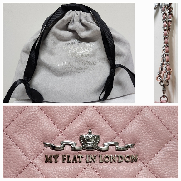 MY FLAT IN LONDON Westminster Pink Diamond Quilted Leather Wristlet/Clutch NWOT - Picture 9 of 16